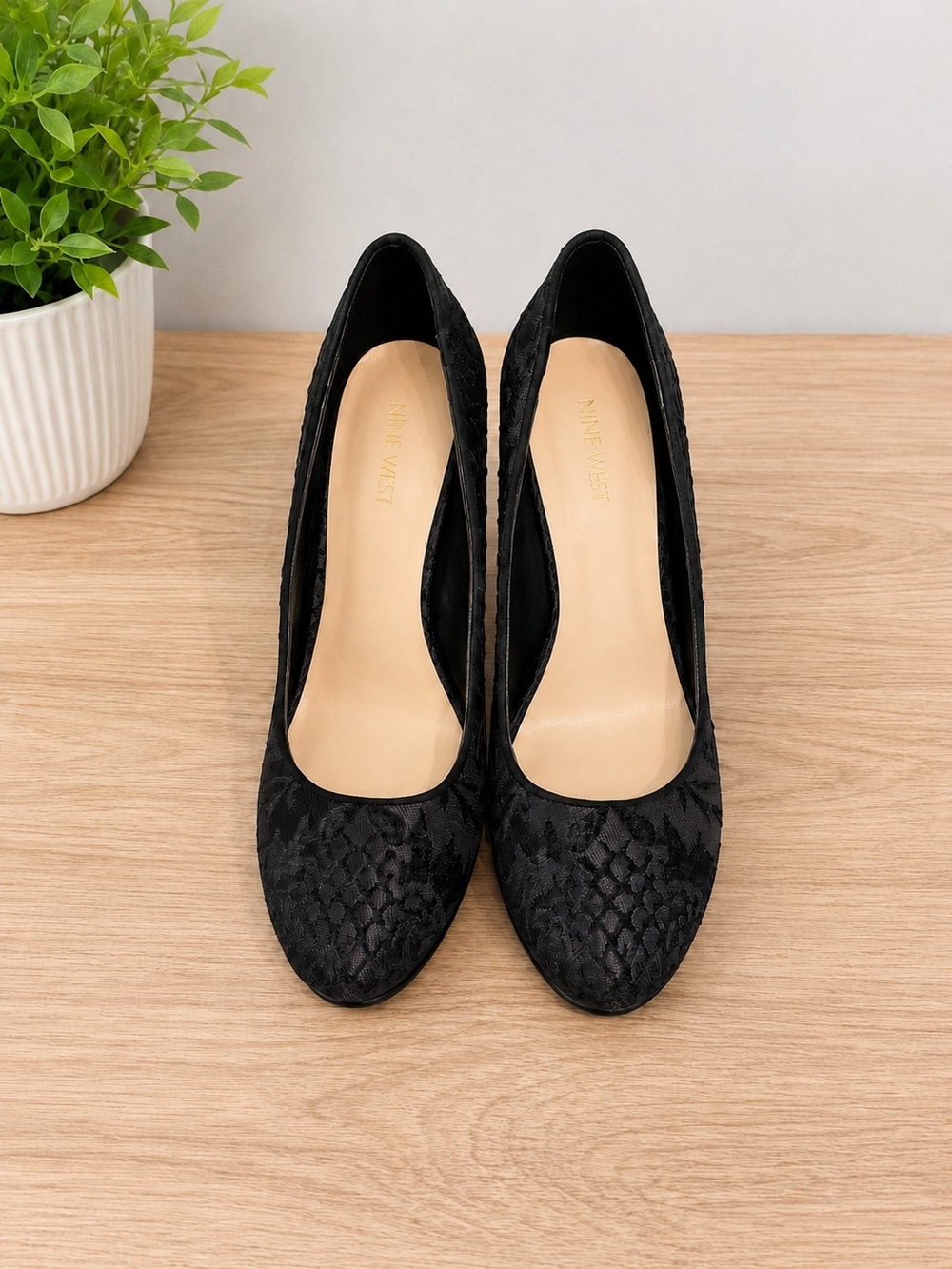 Nine West Black Textured Pump Heels